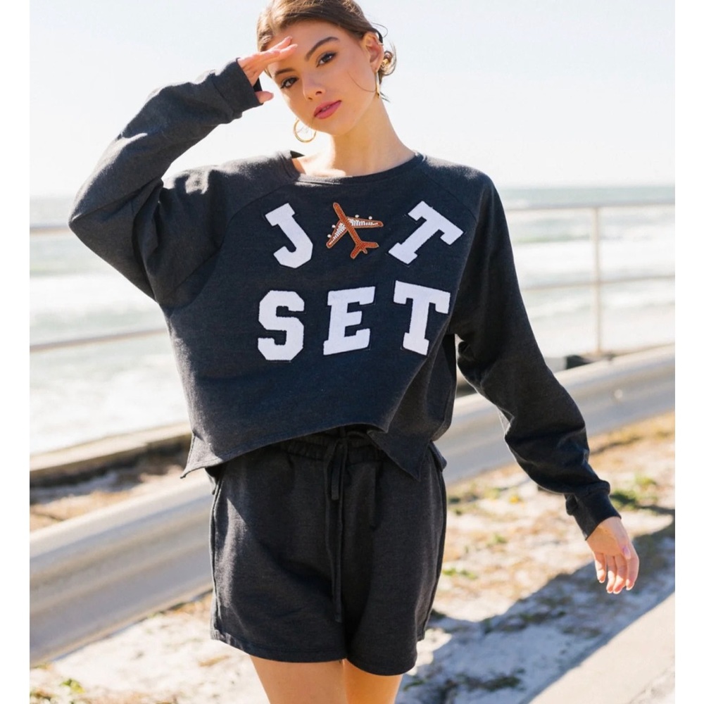 Judith March Jet Set Pullover Set - Dark Heather Grey - Size L